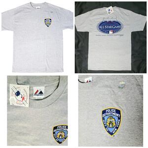 NYPD NEW YORK YANKEES MLB Allstar Game Majestic Tshirt Mens Sz L 2008 Gray NEW!